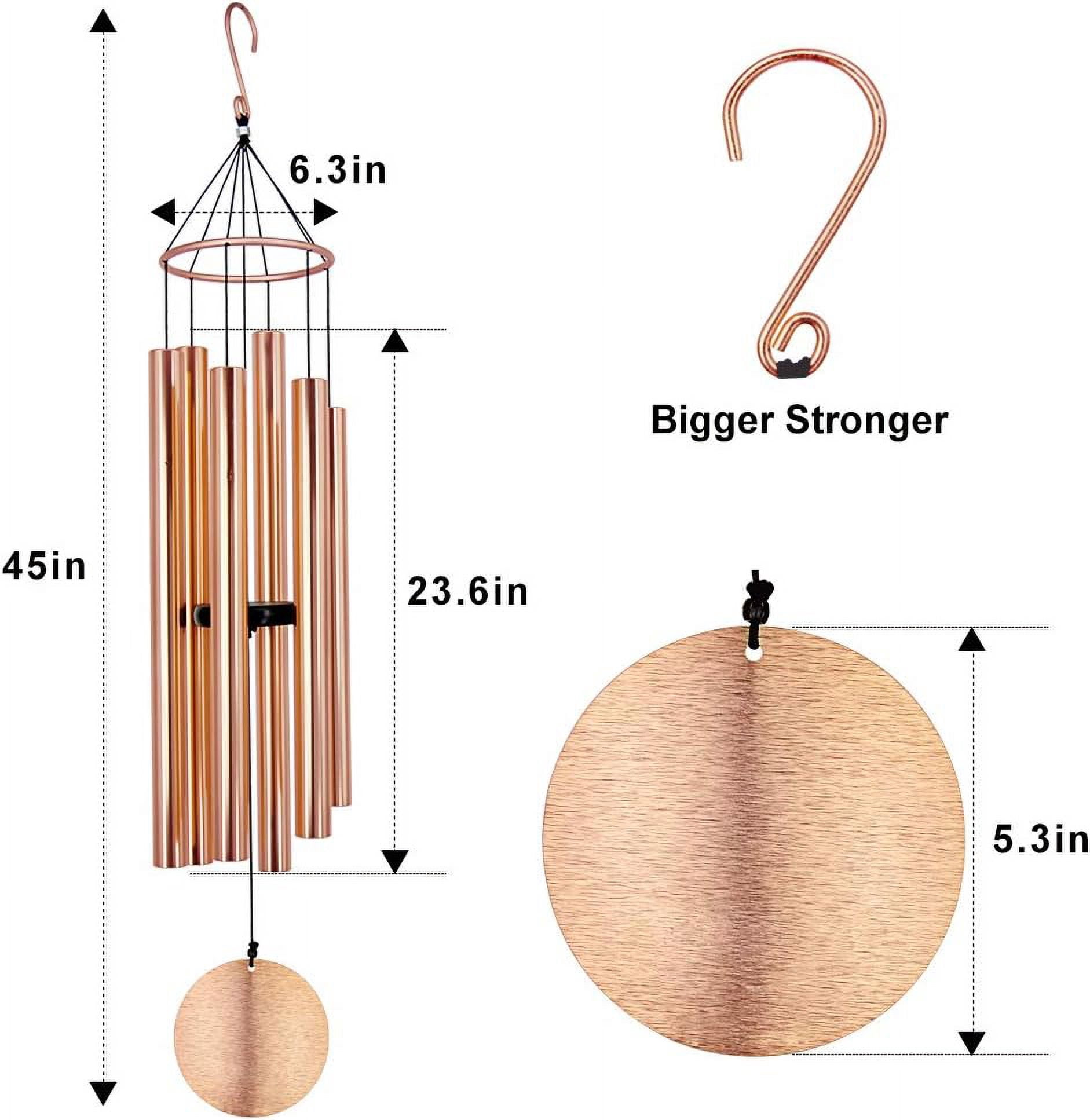 ASTARIN Premium 42-Inch Deep Tone Wind Chimes with 6 Metal Tubes - Elegant Memorial Chime for Mom, for Housewarming and Christmas Silver