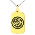 thumbnail image 1 of Stainless Steel Celtic Triskele Triskelion Circle Knot Engraved Small Rectangle Dog Tag Charm Pendant Necklace, 1 of 1