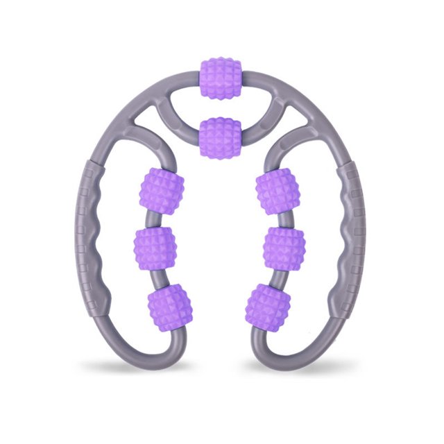 Rodillo de masaje de yoga 8 ruedas Punto de activación para el músculo del cuello de la pierna del brazo (púrpura)
