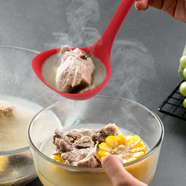  Silicone Ladle Spoon, Heat Resistant Soup Ladle for Serving  with Solid Coating Handle : Home & Kitchen
