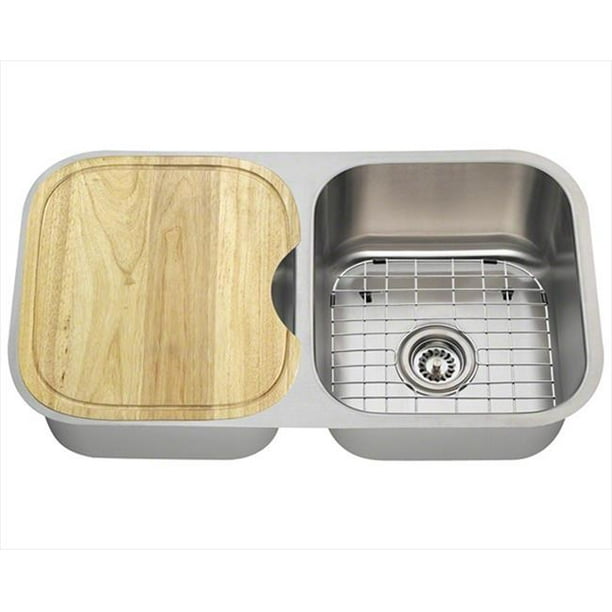 Mr Direct 502a Double Bowl Stainless Steel Kitchen Sink Cutting Board Two Grids And Standard And Basket Strainers Stainless Steel Finish Walmart Com Walmart Com