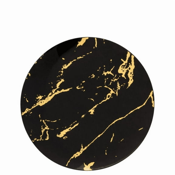 VeZee's Gold Stroke Collection : 7.5inches Black with Gold Stroke Salad/Dessert Plates, Elegant Look for All kind of Parties & Occasions:10CT