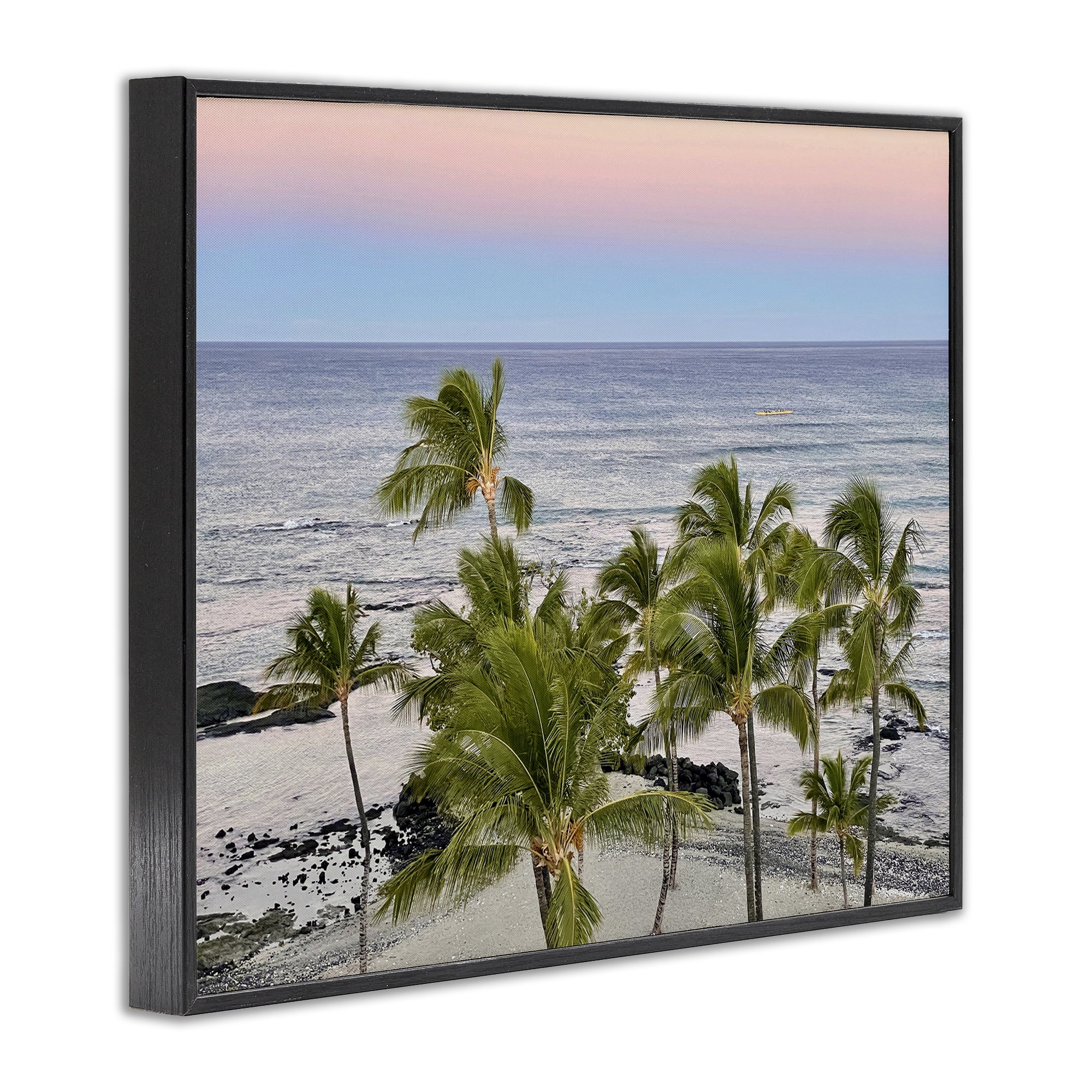 Stupell Industries Afternoon Palms Horizon Landscape Photography Black Framed Art Print Wall Art, 20 x 16