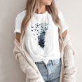thumbnail image 4 of NAMTYQX Ladies Tops and Blouses Short Sleeve Plus Size Casual Crewneck Loose Stretch Basic Graphic Cool Dark Blue Size XL, 4 of 5