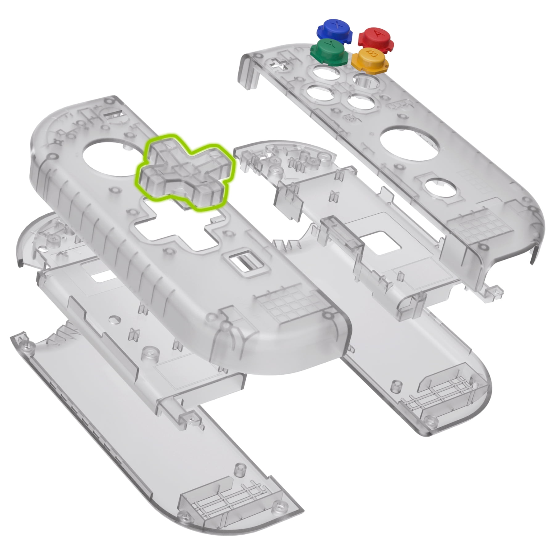 eXtremeRate Clear Black Replacement Housing Shell w/Full Set Buttons for Nintendo Switch/OLED Joycon