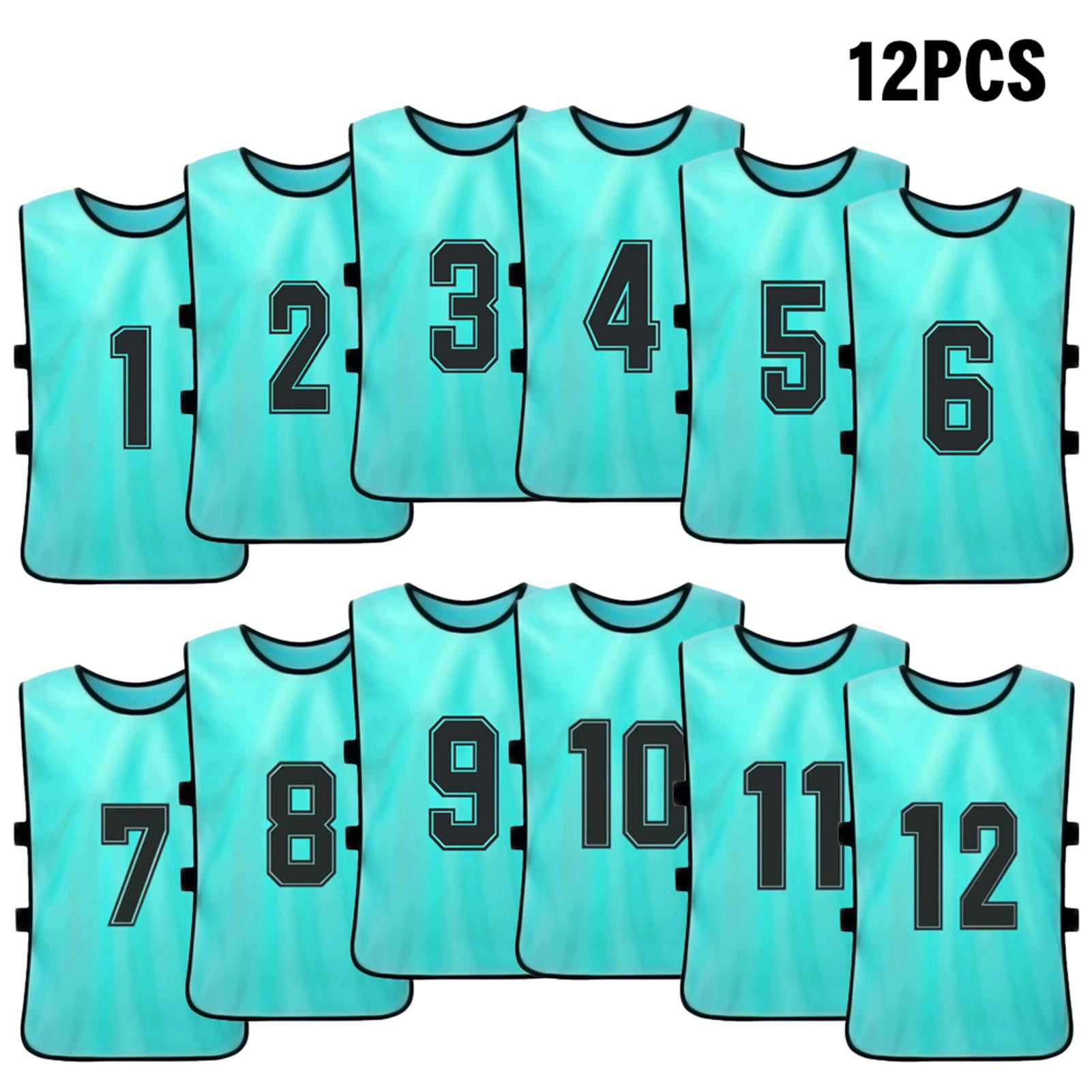 12 PCS Adults Soccer Pinnies Quick Drying Football Team Jerseys Youth