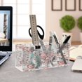 thumbnail image 2 of WOBOGO Vintage Floral Lace Acrylic Pen Holder 4 Compartments Clear Pencil Organizer Makeup Brush Storage Case, 2 of 7