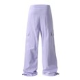 thumbnail image 4 of Men's Wide-Leg Cargo Pants - Drawstring Waist & Adjustable Cuffs for Streetwear & Casual Outfits Light Purple M, 4 of 5