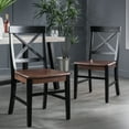 thumbnail image 2 of GDF Studio Earnest Farmhouse Acacia Wood Dining Chairs, Set of 2, Black and Walnut, 2 of 8