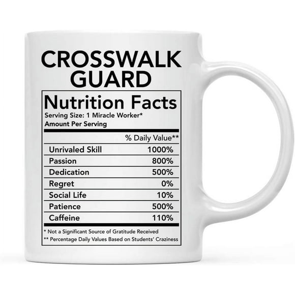 CTDream Tasse à Café/thé en Céramique 11oz. Cadeau de Remerciement, Garde de Passage, Informations Nutritionnelles, Lot de 1, Idées Cadeaux d'Anniversaire/noël