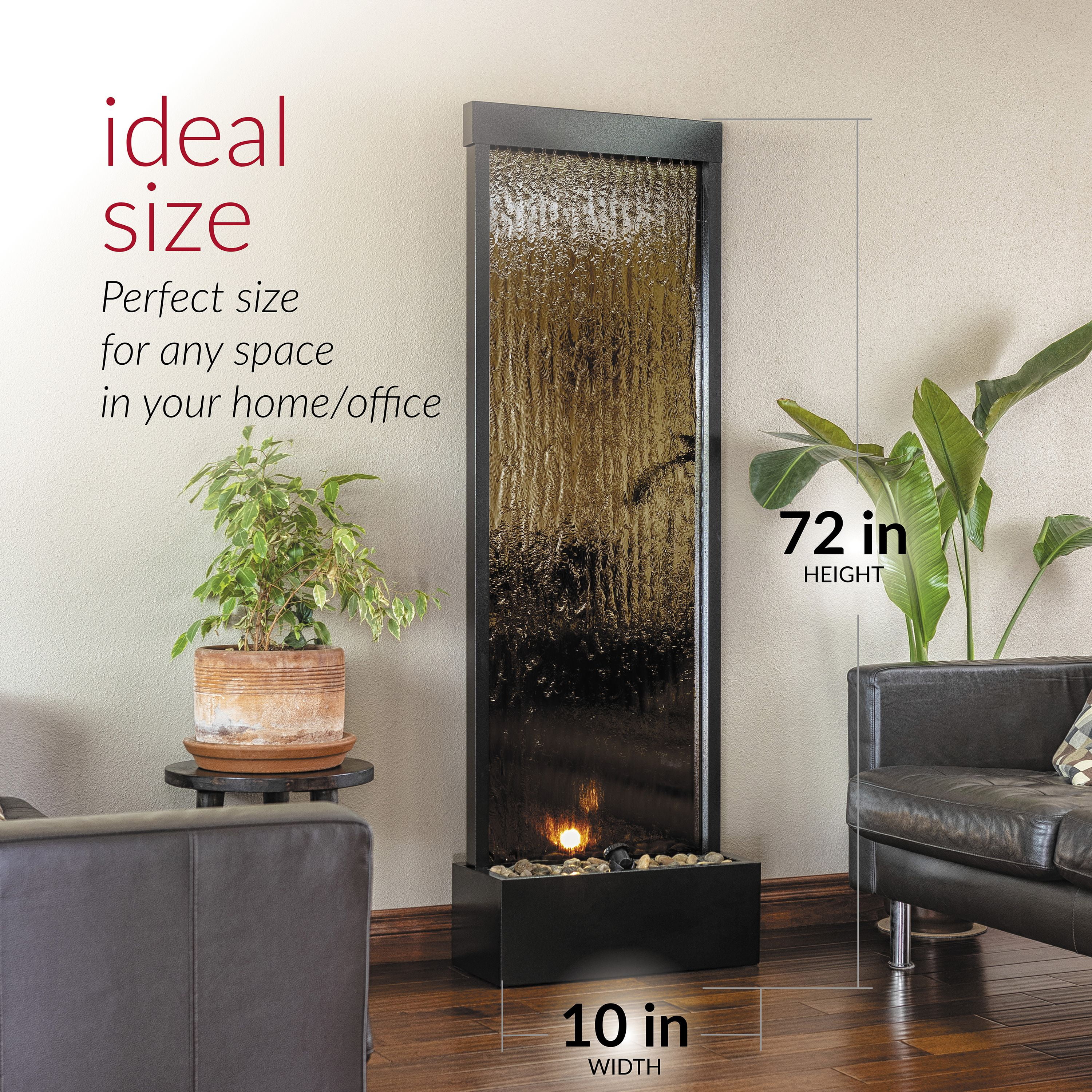 Alpine Corporation 72 Tall Indoor / Outdoor Steel Zen Waterfall