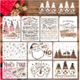 thumbnail image 3 of 10 plantillas navideñas reutilizables, 8 x 11 pulgadas, gnomo de copo de nieve, plantilla Let It Snow, plantillas grandes de Feliz Navidad para pintar en letreros de madera, manualidades, lienzo, deco, 3 of 4