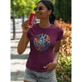 thumbnail image 2 of The World Is Yours Groovy Style T-Shirt Women -Image by Shutterstock, Female XX-Large, 2 of 4
