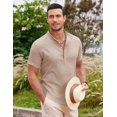 thumbnail image 4 of COOFANDY Men's Linen Henley Shirt Short Sleeve Hippie Casual Beach T Shirts, 4 of 6