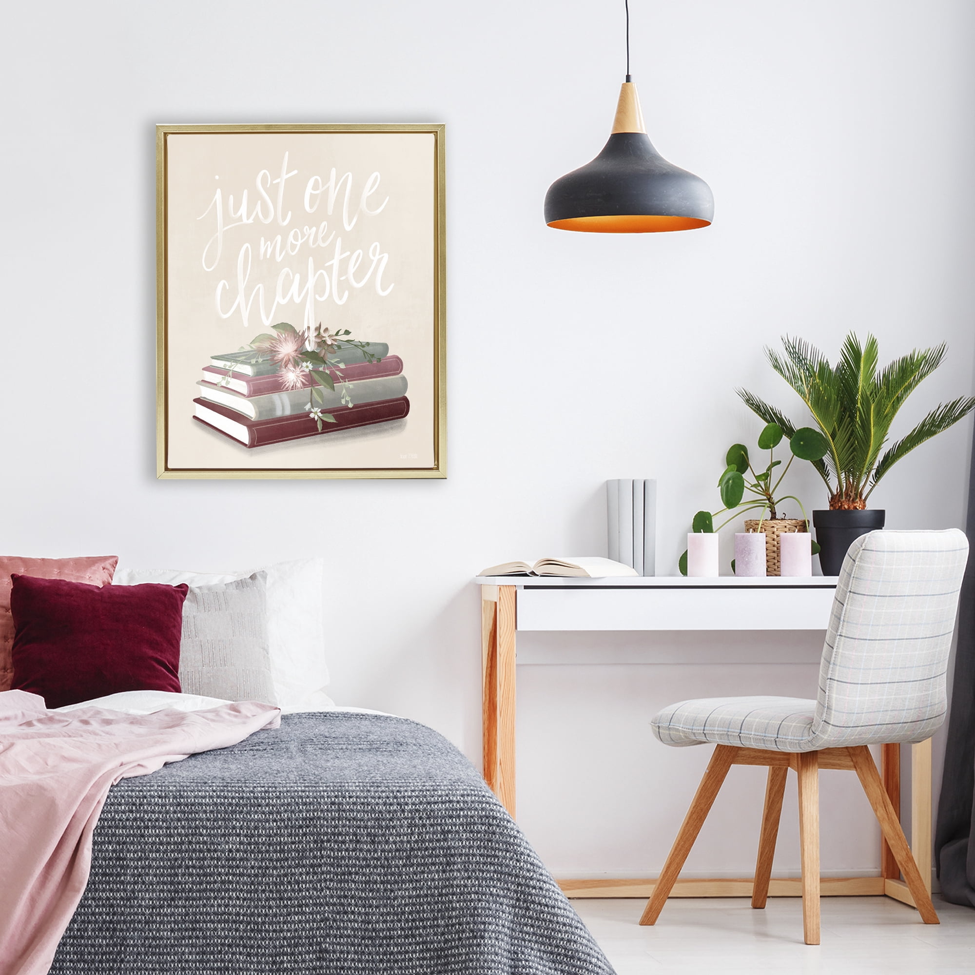 Stupell Industries One More Chapter on Beige Gold Framed Floater Canvas Wall Art, design by House Fenway