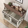 thumbnail image 5 of KOKEBREN 37-Inch Dog Crate Furniture End Table with Flip-Top Lid, Wooden Kennel with Removable Divider & 4 Wheels, Multi-Functional Pet Home for Large Dogs,White, 5 of 8