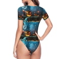 thumbnail image 4 of Balery Women'Sspooky Halloween Crew Neck Round Neck Short Sleeves Slim Fit Casual Basic Extender Bodysuit Daily Jumpsuit T Shirts-Small, 4 of 9