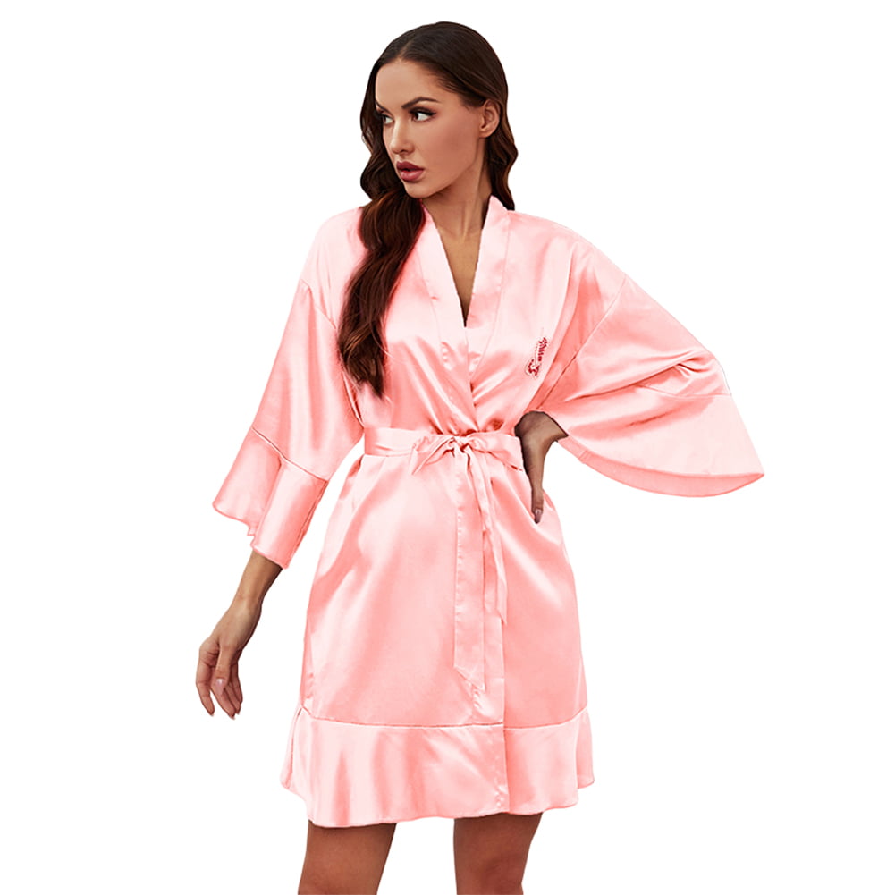 Pink Color Thigh Length Bathroom Robes Dress Large Size Details about   Women After Bath Robe 