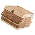 thumbnail image 4 of PTOOTP Brown Woven Basket with Lid - Storage and Picnic Basket for Kitchen, Outdoor, and Home Organization, 4 of 8