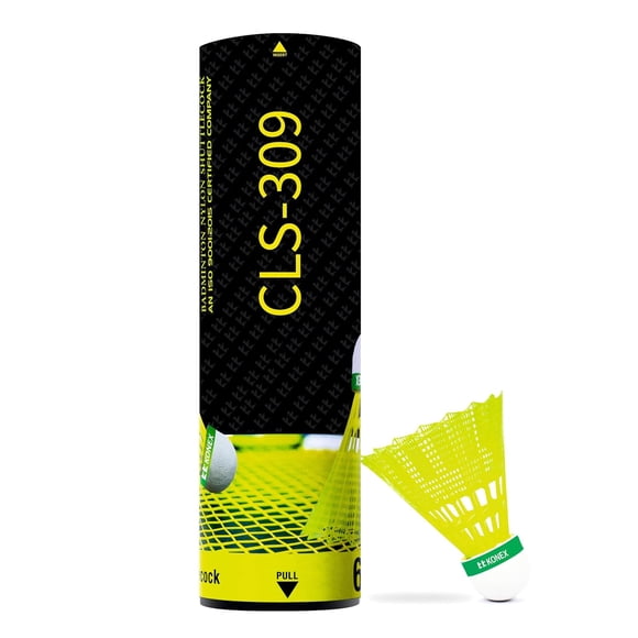 Konex CLS - 309 Premium Nylon Shuttlecock | Stable Flight & Fast Recovery Yellow , Pack of 6