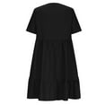 thumbnail image 5 of Summer Savings! Loopsun Womens Summer Dresses, Casual V-Neck Short Sleeve Solid Loose Pleated High Waist Mini Dress Black, 5 of 5
