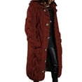 thumbnail image 1 of Cárdigan de Larga de Punto Grueso para Mujer, Suéter de Otoño Invierno de Gran Tamaño con Botones y Bolsillo. Vino Tinto L, 1 of 7