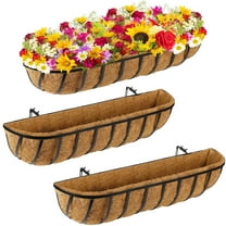 3Pack 24in Window Boxes Deck Baskets with Coconut Liner Railing Planter Hanging Flower Planter for Indoor Outdoor
