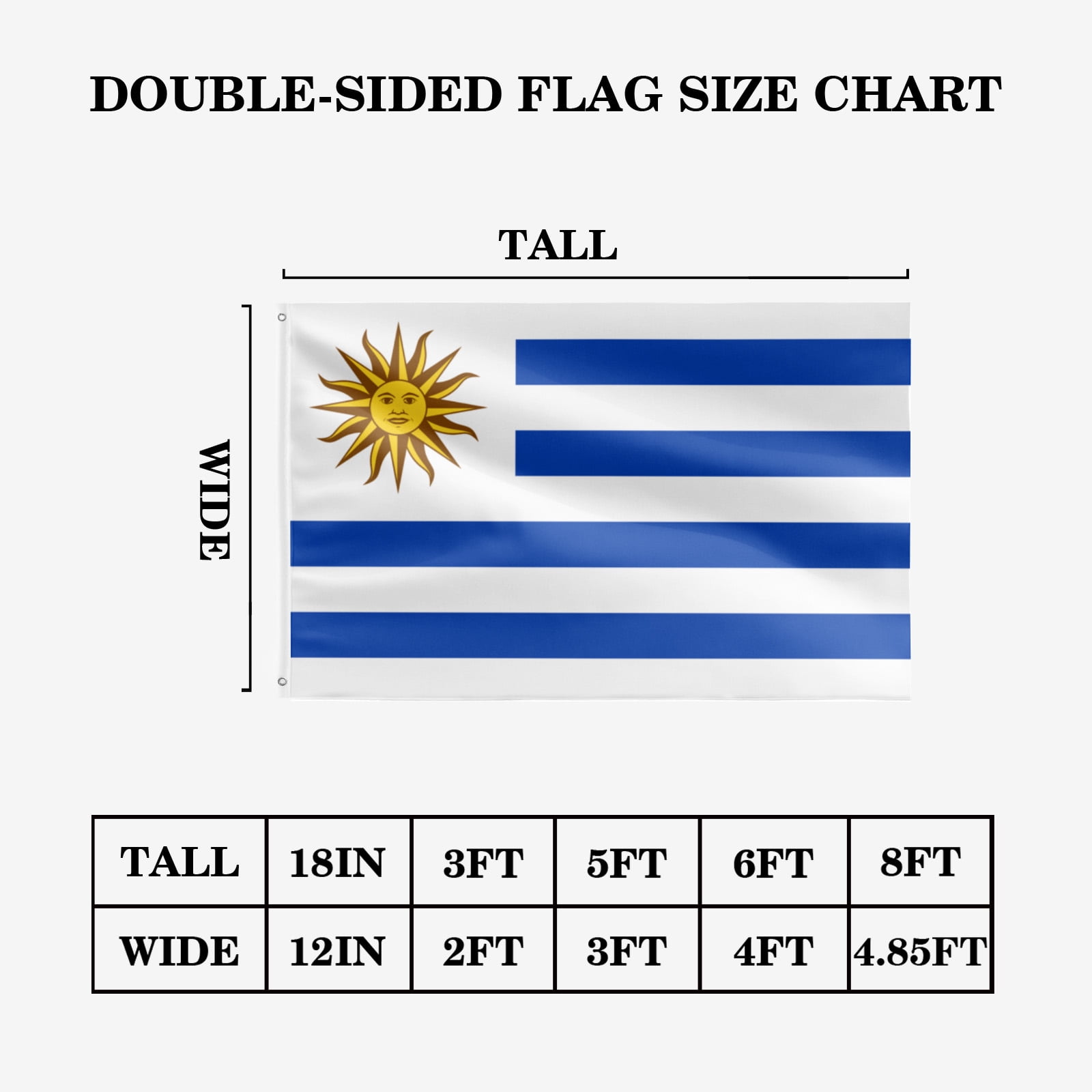 Livetty Double Sided 3 layers Flags 4x6 Ft Uruguay Flags Banner for Yard Decoration Garden Display For World Soccer Play