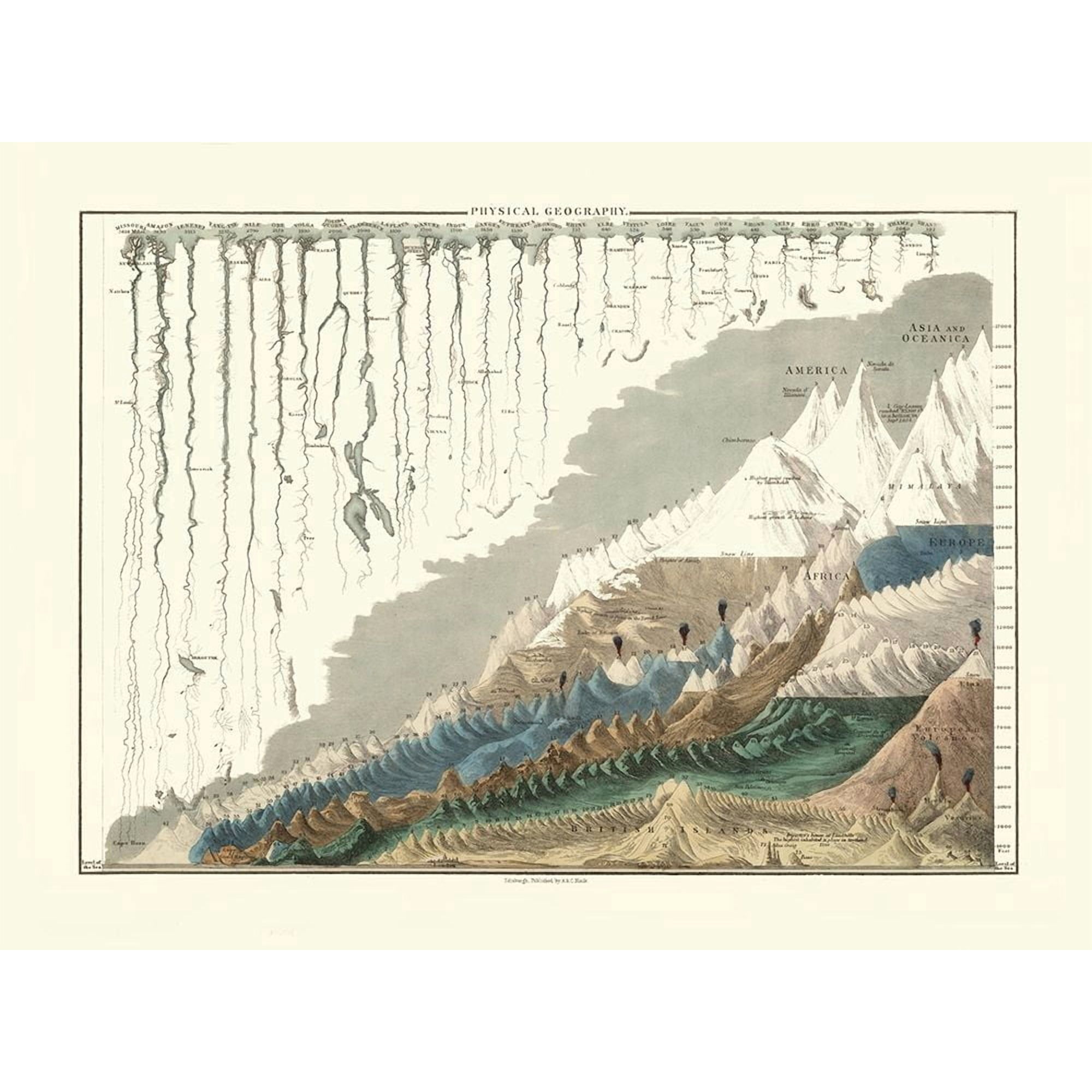 Physical Geography World - Black Poster Print by Black Black (36 x 24) # ITWO0215