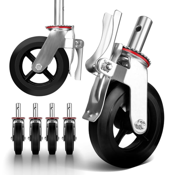 scaffolding wheels, 4 PCS scaffold wheels with Dual Locking System, Heavy Duty Scaffolding Wheels Set for Scaffolding Platform