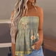 thumbnail image 2 of Playeras,Blusas y Tops,Ropa para Mujer Damas Camisetas Camiseta de tirantes sin mangas con estampado floral para mujer, cintura elástica plisada, sin espalda (Yellow, XXL), 2 of 4