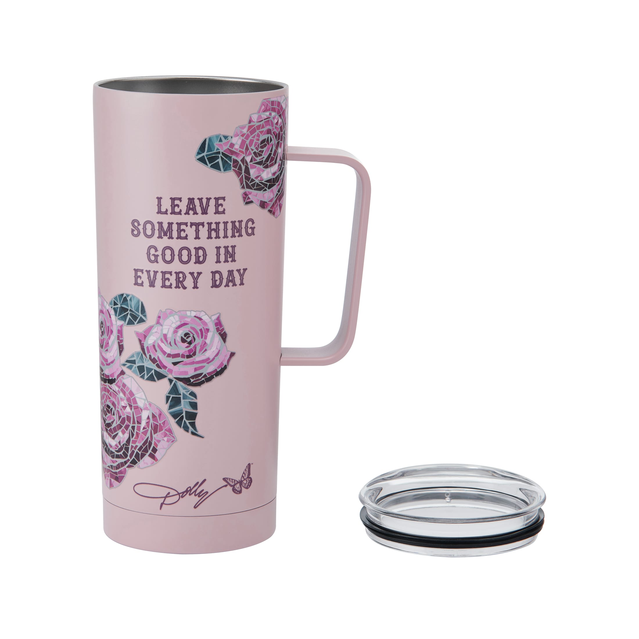 Dolly Parton 20 oz Double-Walled Stainless Steel Travel Mug Rose Pink