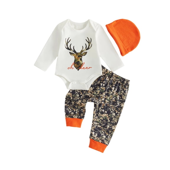 RUINIXCW Infant Baby Boy Irish Outfits Long Sleeve Romper Jogger Pants and Hat Set