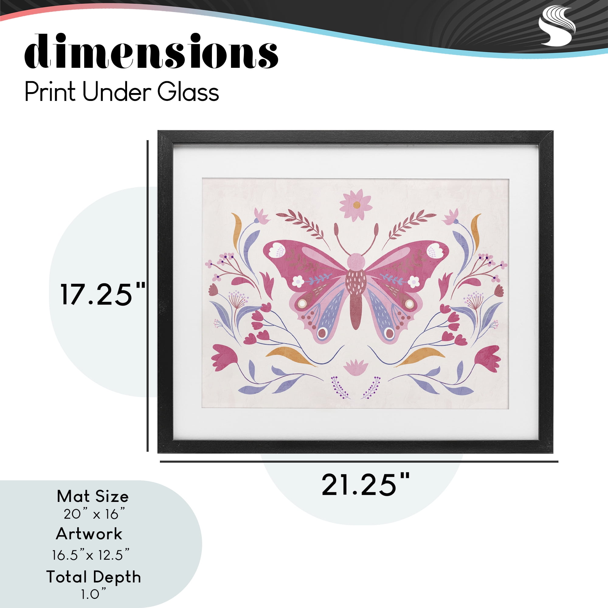 Stupell Industries Whimsical Folk Butterfly Black Framed Print Under Glass, design by Kim Allen