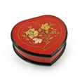 thumbnail image 1 of Elegant Cherry Red Heart Shaped Music Jewelry Box with Floral in Heart Frame Inlay Design - Fly Me to the Moon, 1 of 2