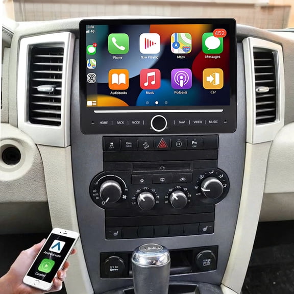 Gsuatey Car Radio for Jeep Grand Cherokee 2008-2010: 4G 64G Car Stereo with Wireless Carplay Android Auto, 10.1 inch Touch Screen with Bluetooth GPS WiFi SWC FM RDS Backup Camera