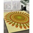 thumbnail image 2 of Ahgly Company Indoor Round Patterned Chrome Gold Yellow Area Rugs, 7' Round, 2 of 6