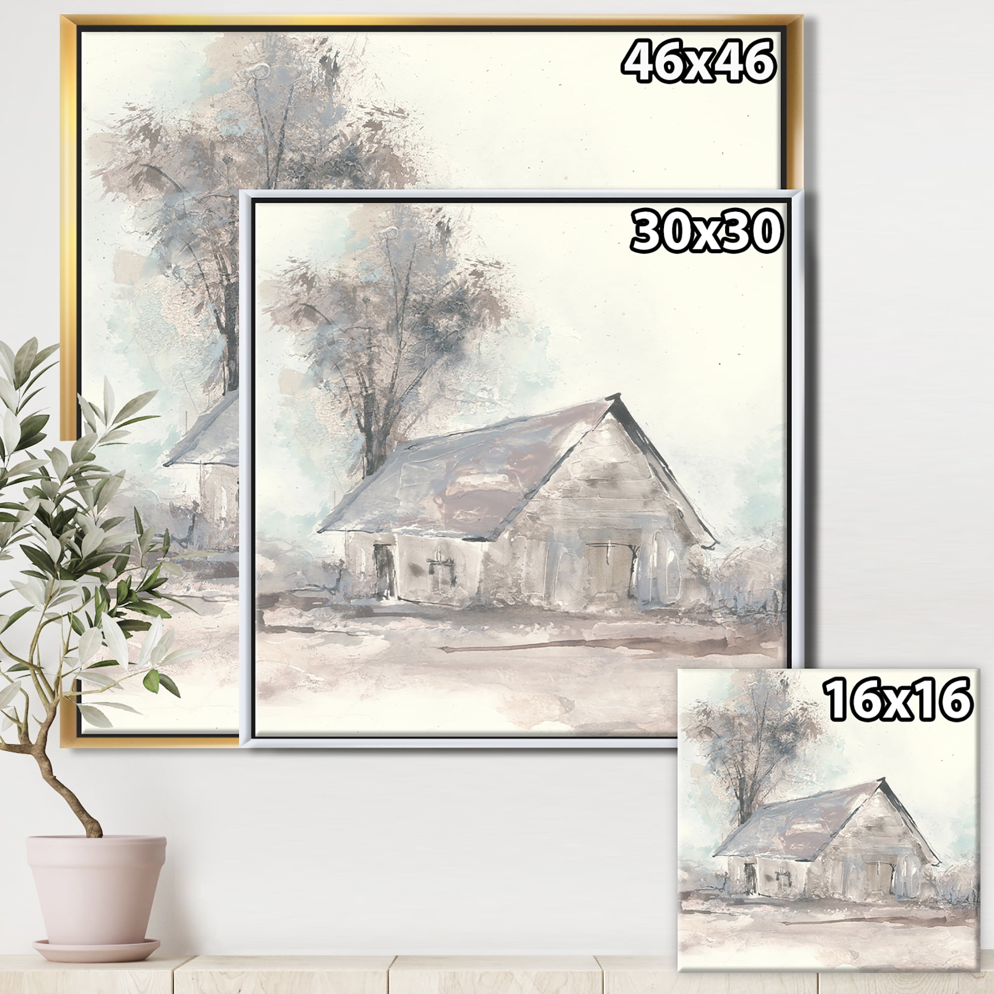 Designart ' Farmhouse Barn Grey III ' Modern Farmhouse Framed Canvas