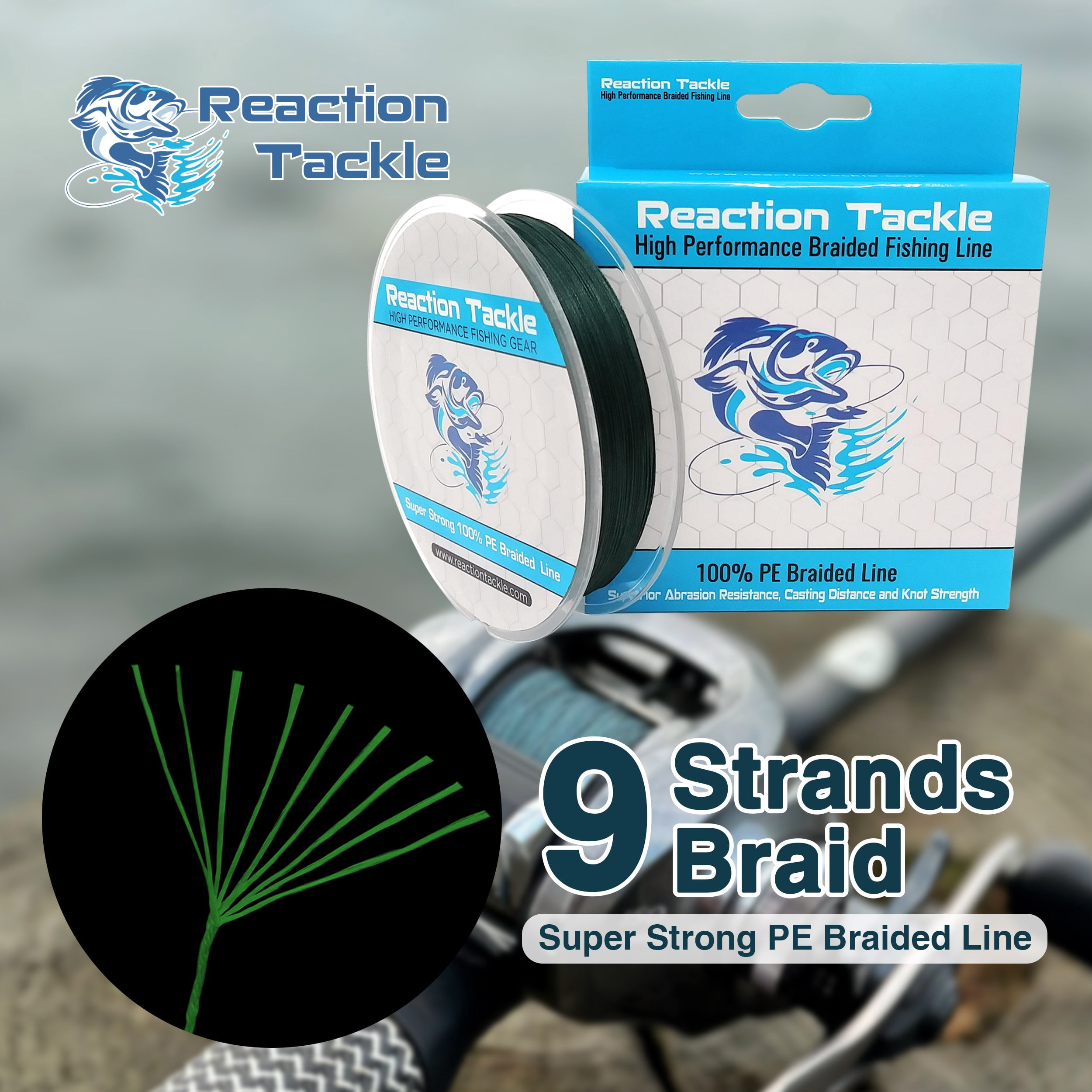 Reaction Tackle 9 Strand - Hi Vis Green 100LB 300yd