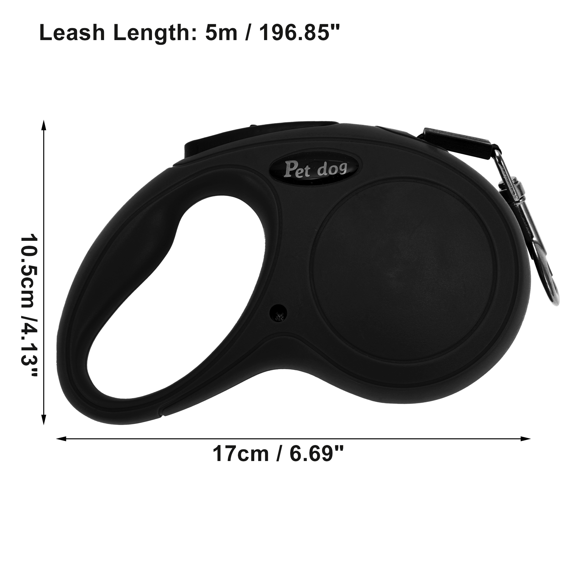 Unique Bargains Retractable Pet Leash Classic Dog Leash Soft Handle Black 196.85"