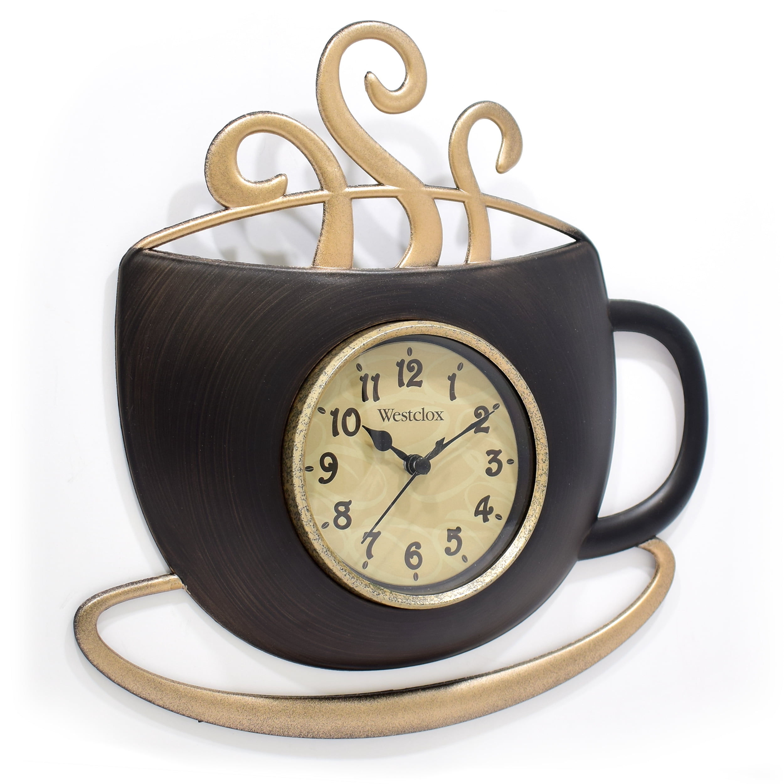 Westclox 12.5" Quartz Coffee Cup Shape Indoor Wall Clock, Easy To Read