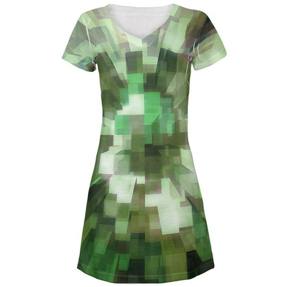 World Game Builder Camo Blocks All Over Juniors Beach Cover-Up Dress Multi MD