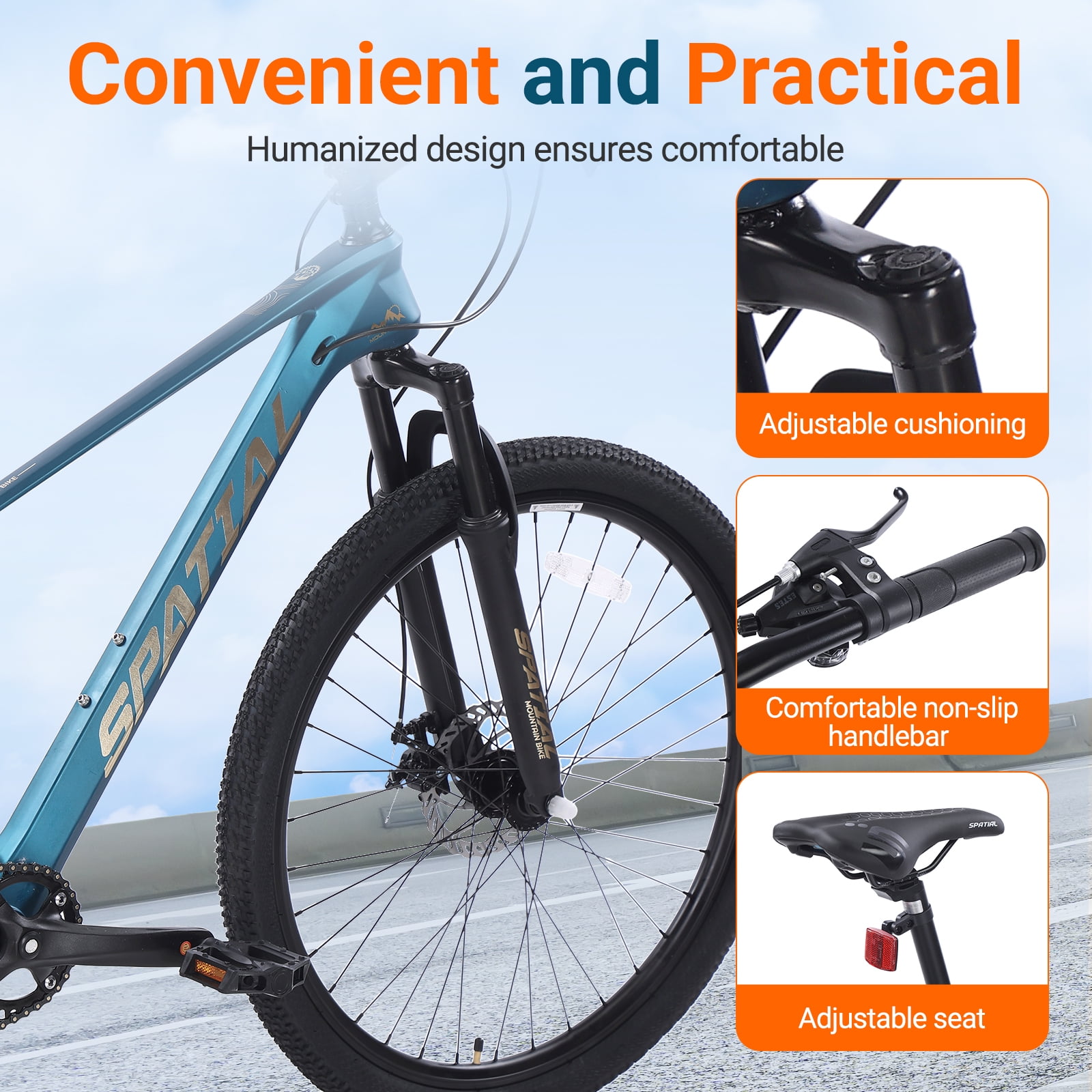 SPATIAL Adult Mountain Bike, 27.5" Wheel Bike for Man Women, 8 Speeds Gear,Magensium Frame Mountain Bicycle