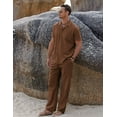thumbnail image 4 of COOFANDY Men's 2 Piece Casual Linen Outfit - Beach Button Down Shirt & Loose Pant Sets, 4 of 6
