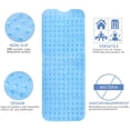 thumbnail image 4 of Alfombra de baño antideslizante, resistente al moho, extra larga, antibacteriana, libre de BPA, ftalatos y látex, lavable a máquina, ideal para niños, 39x16 (azul transparente), 4 of 4