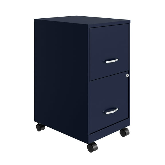 Space Solutions 18" 2 Drawer Mobile Smart Vertical File Cabinet, Classic Blue