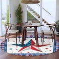 thumbnail image 3 of Independence Day Round Area Rug 8Ft Washable Large Circle Rugs for Living Room Dorm, Red Blue Patriotic Star Stripes Plaid Non-Slip Carpet Floor Mats Indoor Outdoor Carpet Runner Aesthetic Home Decor, 3 of 8