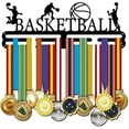 thumbnail image 1 of Basketball Medal Hanger Black Dunk Metal Holder with 8 Lines Sturdy Steel Award Display Holders for Over 60 Medals Wall Mounted Medal Display Racks for Ribbon Lanyard Easy to Install, 1 of 9
