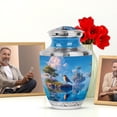 thumbnail image 6 of JAGASY Sparrow Urn for Adult Male, 4 Miniature Island Urns for Human Ashes Keepsake, Large River Cremation Urns for Grandparents, Blue Funeral Urn for Women Men, 10 Inch & 3 Inch, Combo 5, 6 of 7