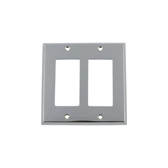 Nostalgic Warehouse 719846 New York Switch Plate with Double Rocker, Bright Chrome